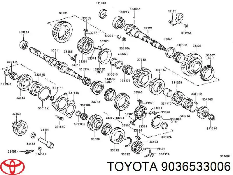 9008037017 Toyota підшипник вторинного валу коробки