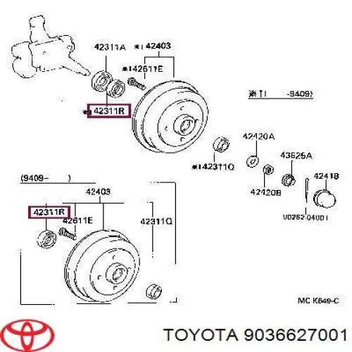 Підшипник маточини задньої, внутрішній Toyota Starlet 3 (P8) (Тойота Старлет)