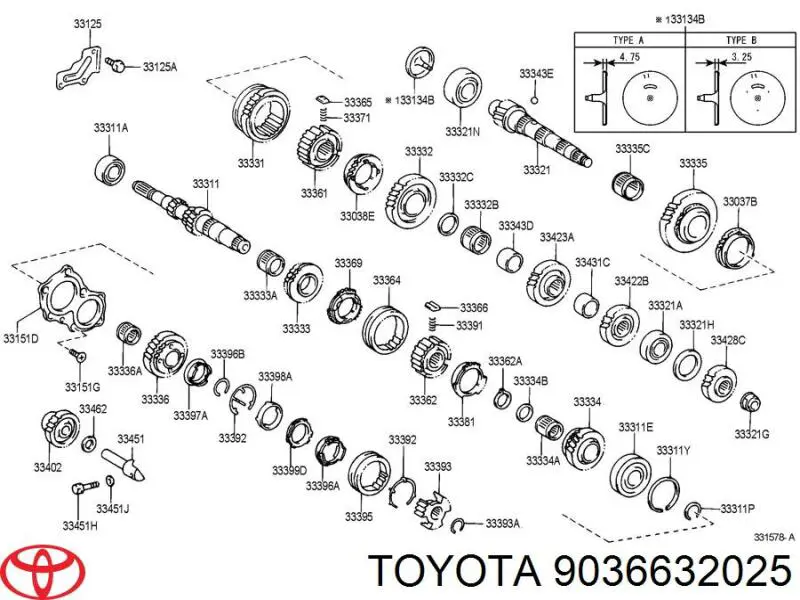 Підшипник вторинного валу коробки Toyota Avensis Verso (LCM) (Тойота Авенсіс)
