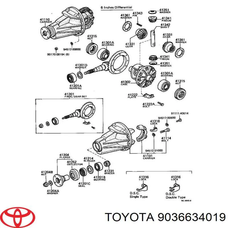 Купити 9036634019 Toyota Підшипник хвостовика заднього моста, внутрішній