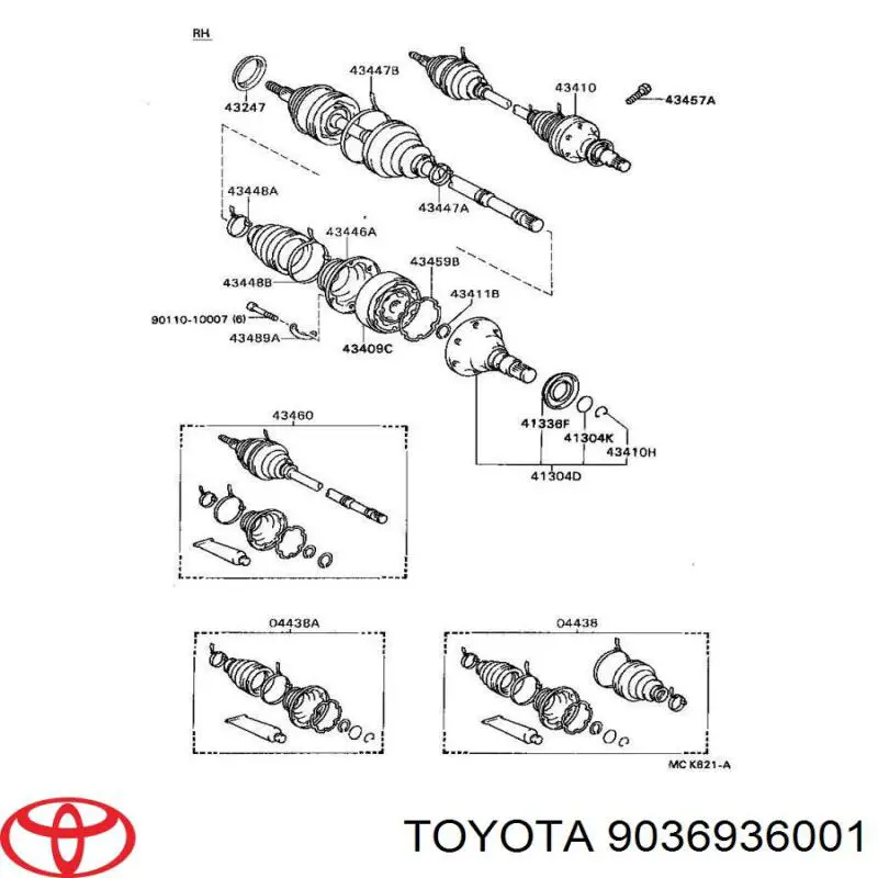 9036936001 Toyota підвісний підшипник передньої піввісі