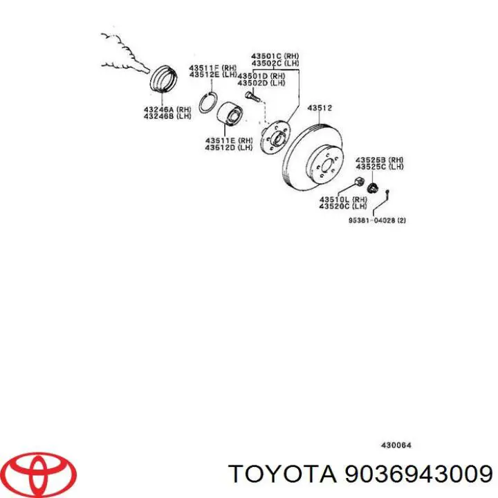 Підшипник маточини передньої 9036943009 Toyota