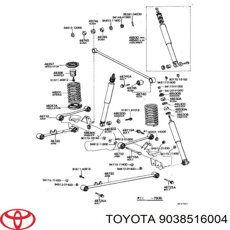 Сайлентблок амортизатора заднього 9038516004 Toyota