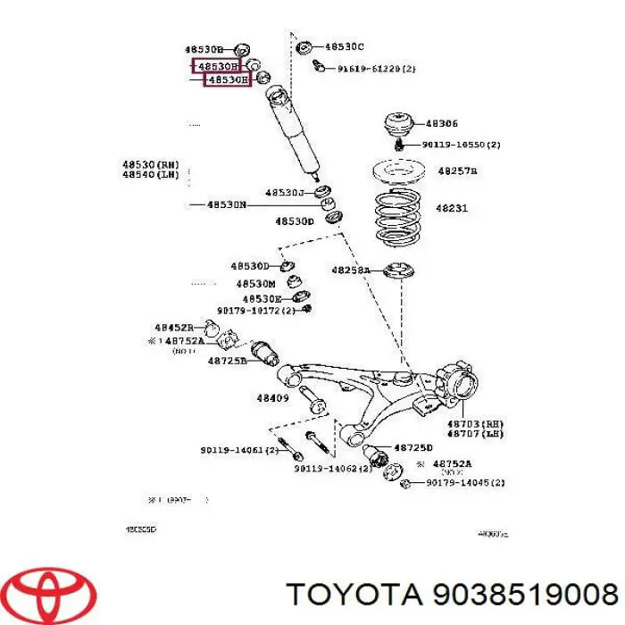 Сайлентблок амортизатора заднього Toyota 9038519008 ціна, від 1.85 USD