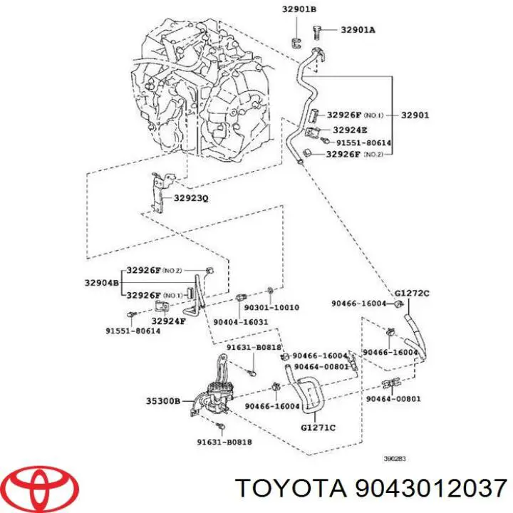 Прокладка шланга подачі масла до турбіни Toyota RAV4 3 (Тойота Рав4)