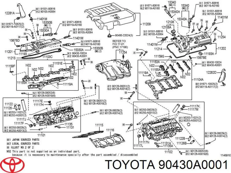 Прокладка клапанної кришки двигуна Toyota 90430A0001 ціна, від 1.25 USD