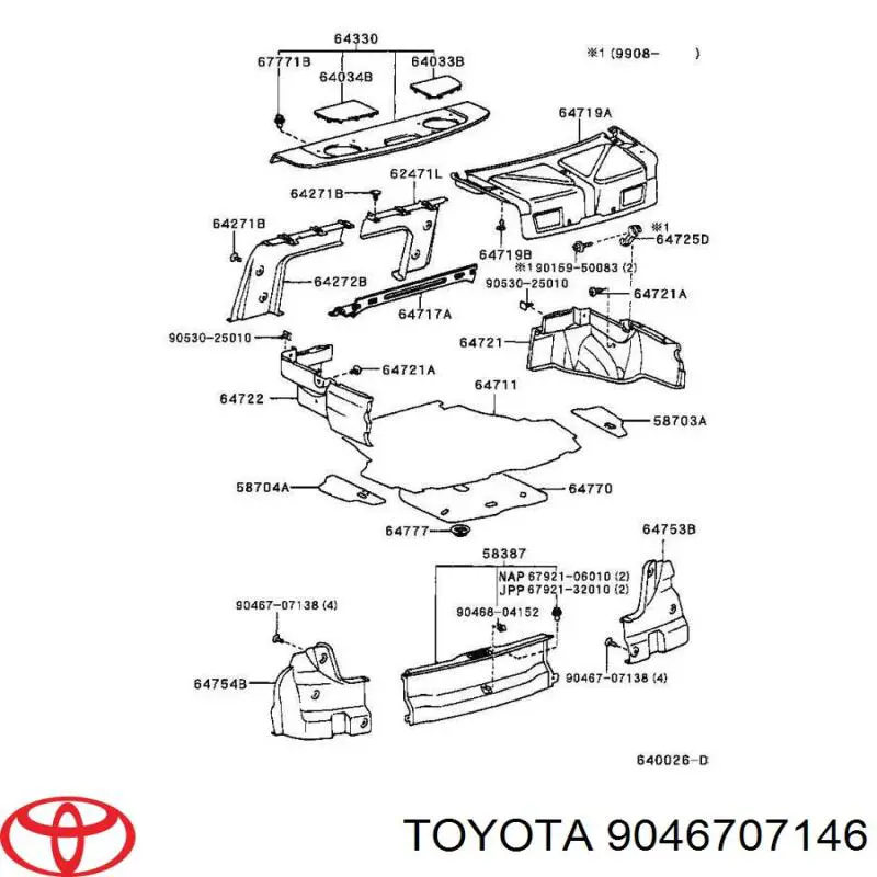 Купити 9046707146 Toyota Пістон (кліп) кріплення підкрилки переднього крила