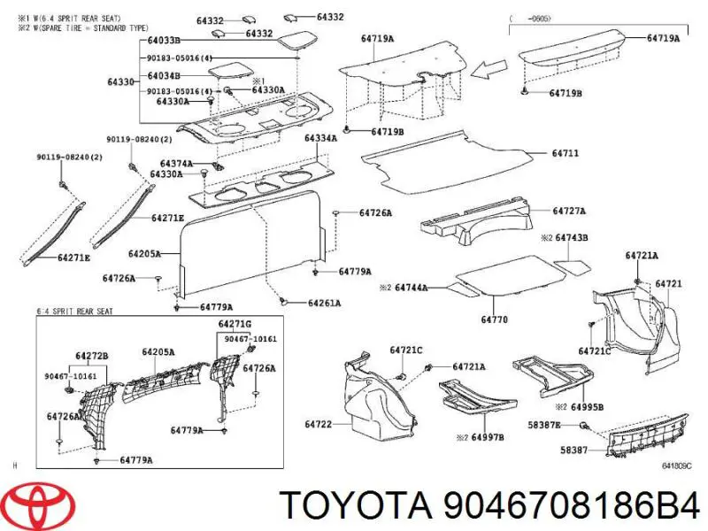 90467W0007 Toyota Пістон (кліп) кріплення підкрилки переднього крила