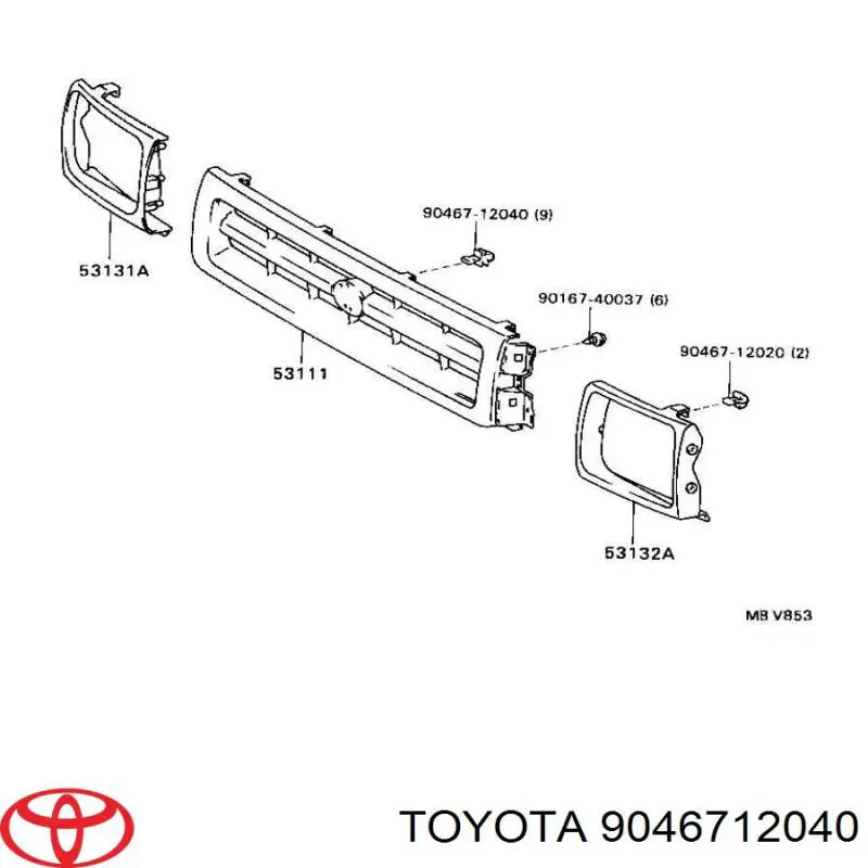 Купити 9046712040 Toyota Пістон (кліп) кріплення підкрилки переднього крила