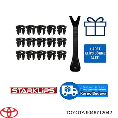 Пістон (кліп) кріплення підкрилки переднього крила Toyota 9046712042 ціна, від 0.48 USD
