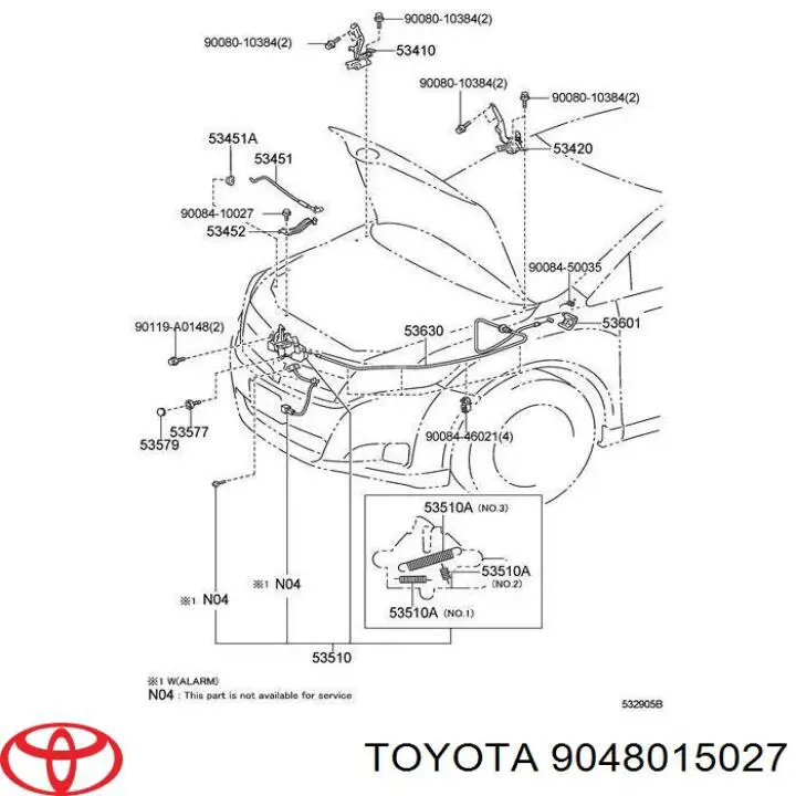 Фіксатор підпори капота Toyota Highlander (U4) (Тойота Хайлендер)