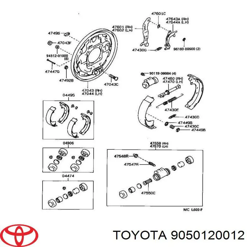 9050120012 Toyota пружина задніх барабанних гальмівних колодок