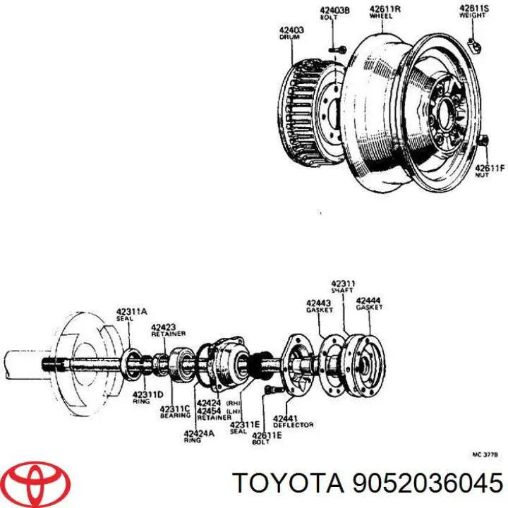 Купити 9052036045 Toyota Кільце стопорне підшипника задньої піввісі