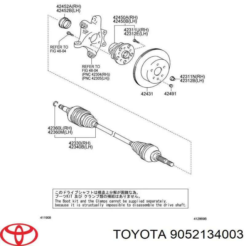 Купити 9052134003 Toyota Кільце стопорне підшипника задньої піввісі