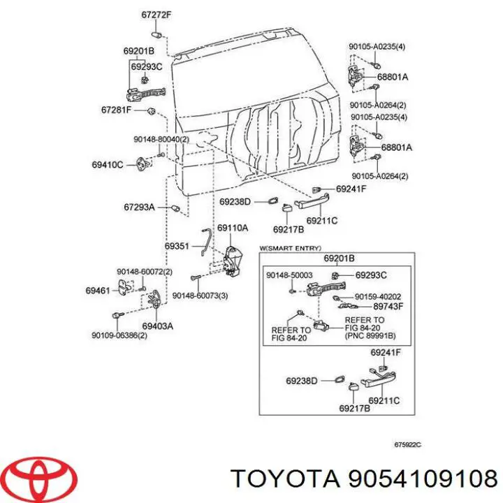Купити 9054109108 Toyota Обмежувач відкриття дверей, задній