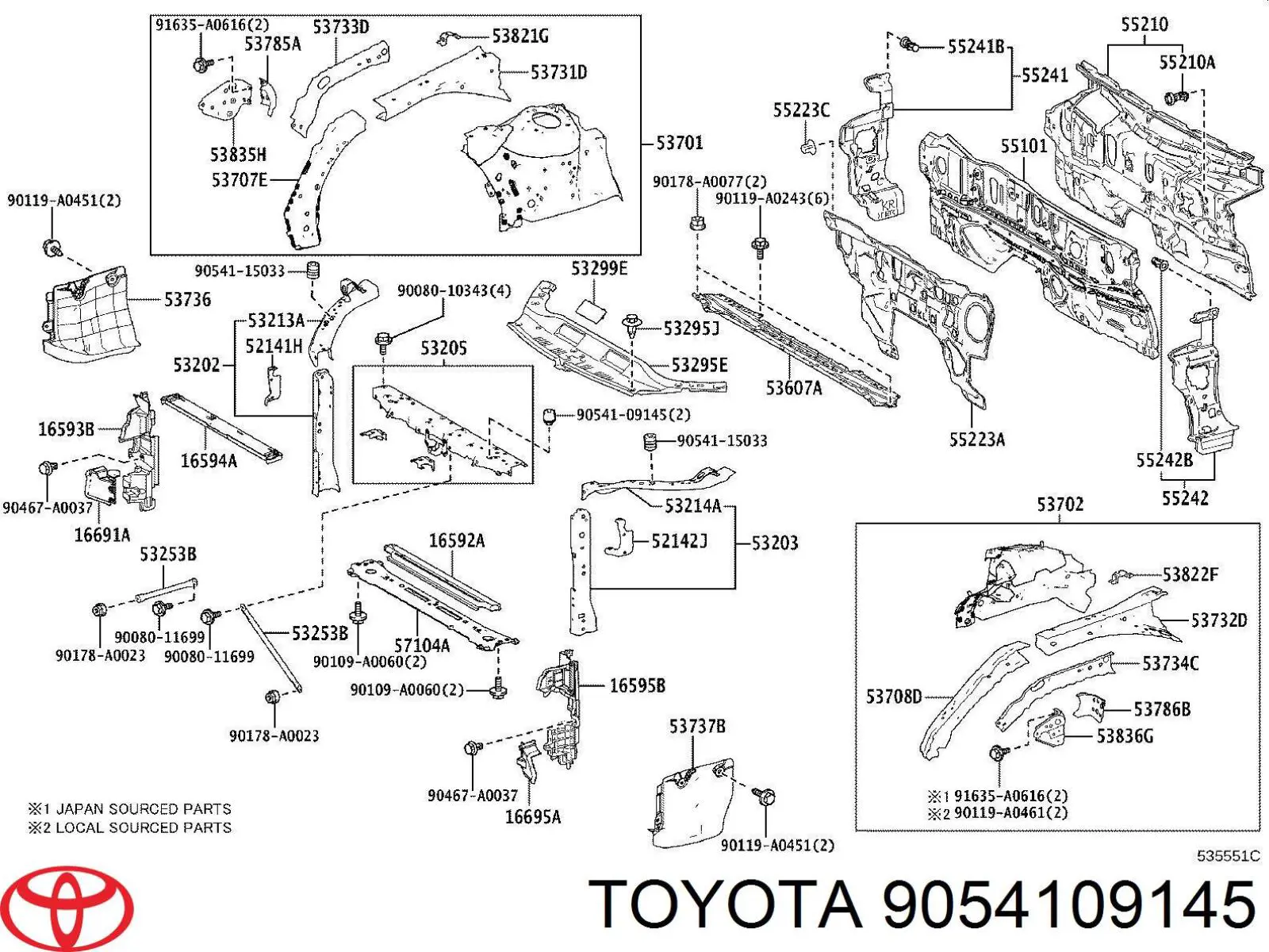 9054109145 Toyota Відбійник п'ятої двері