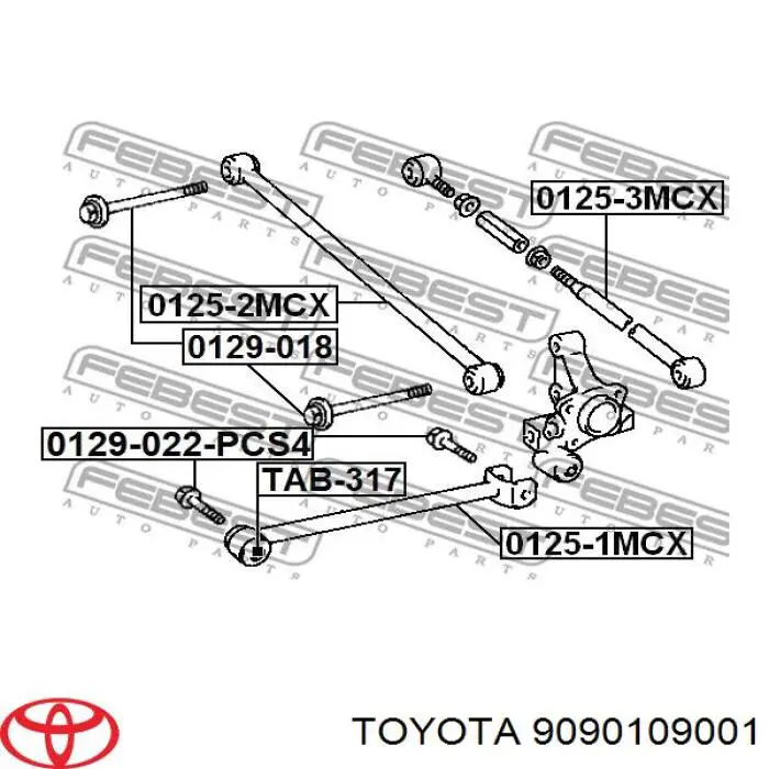 Болт кріплення заднього розвального важеля, внутрішній Toyota 9090109001 ціна, від 10.44 USD