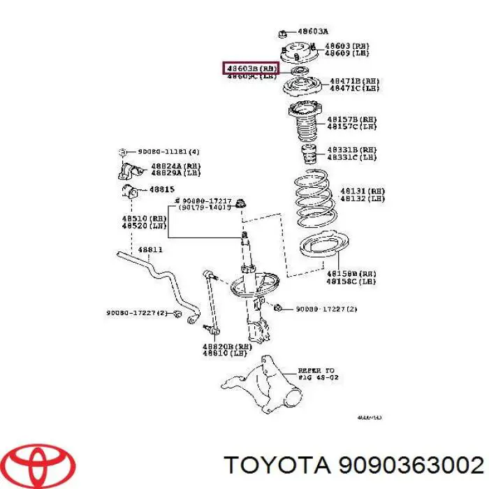 Купити 9090363002 Toyota Підшипник опорний амортизатора, переднього