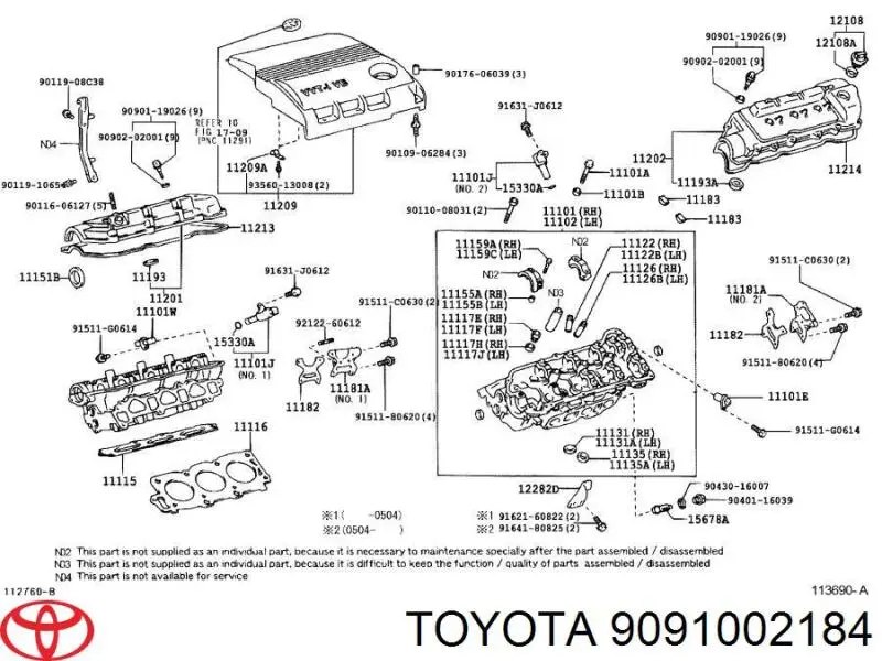 9091002141 Toyota болт головки блока циліндрів, гбц