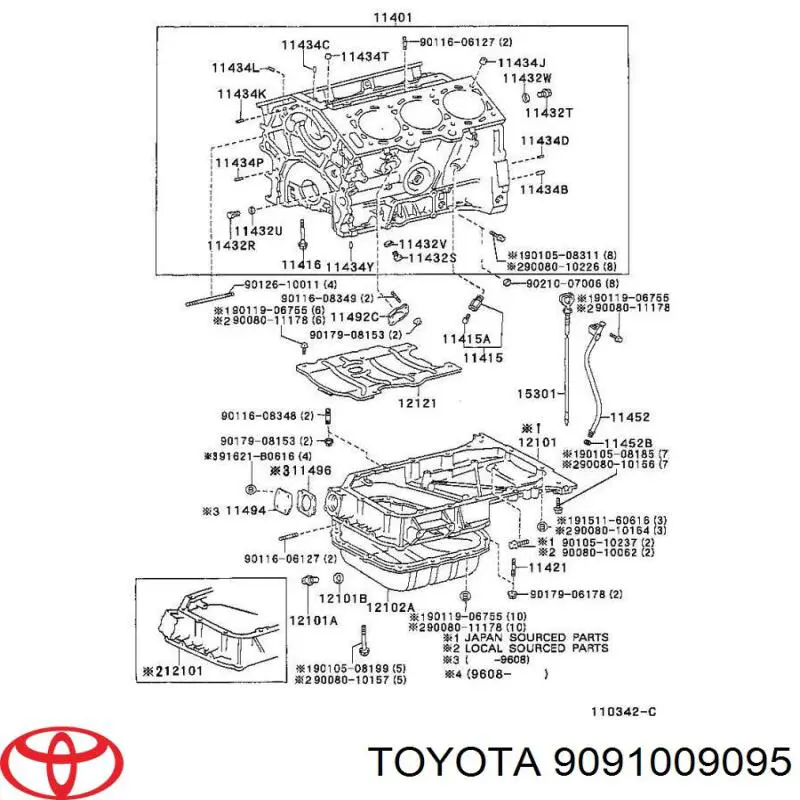 Зливна пробка блоку циліндрів Toyota Sequoia (K6) (Тойота Секвойя)