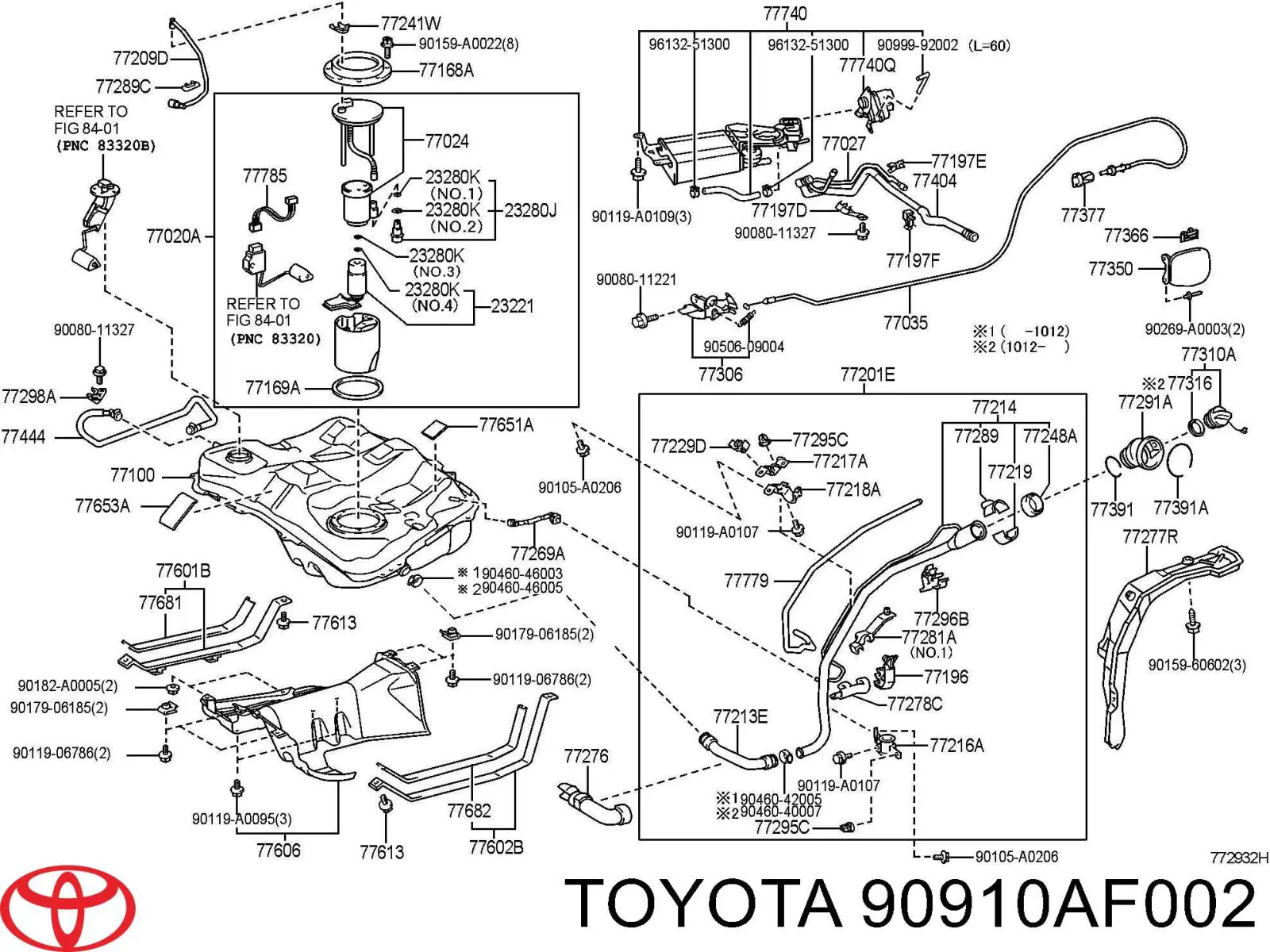 Клапан вентиляції бензобака Toyota 90910AF002 ціна, від 107.68 USD