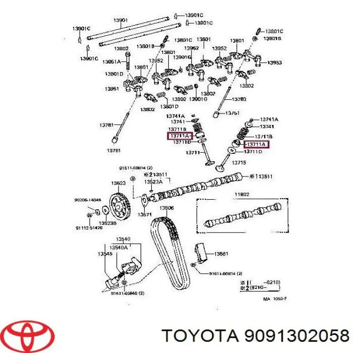 9091302058 Toyota сальник клапана (маслознімний, впуск/випуск)