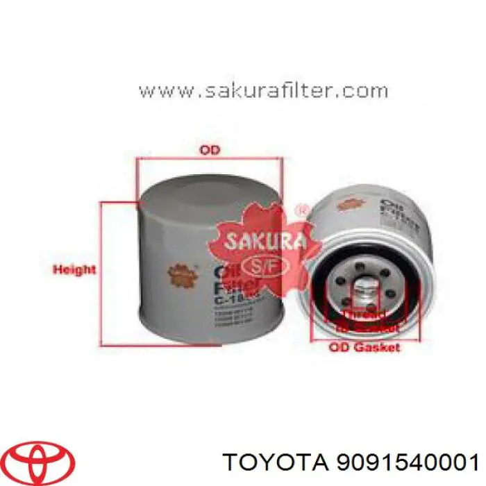 Масляний фільтр 9091540001 Toyota