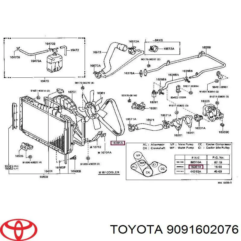9091602076 Toyota ремінь приводний, агрегатів