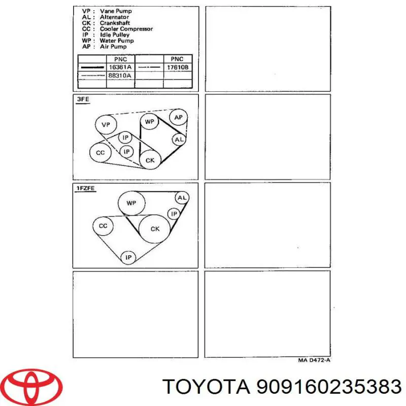 Купити 909160235383 Toyota Ремінь генератора