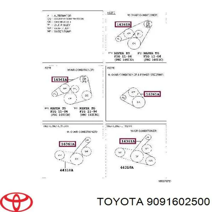 9091602500 Toyota Поліклиновий ремінь
