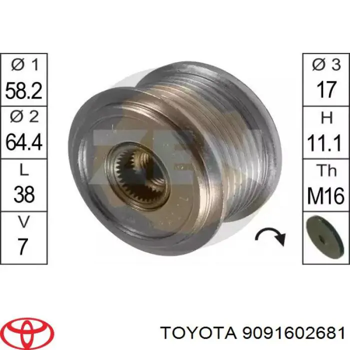 9091602681 Toyota Поліклиновий ремінь
