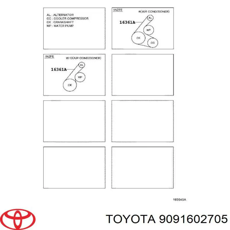 Ремінь приводний, агрегатів 9091602705 Toyota