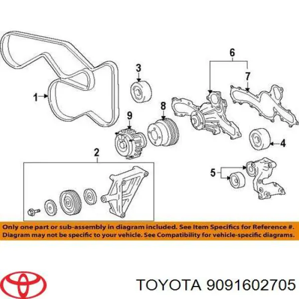 Клиновий ремінь Toyota 9091602543 ціна, від 7.48 USD