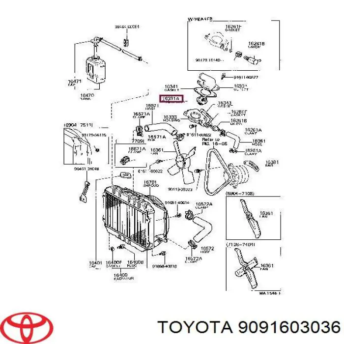 9091603036 Toyota термостат