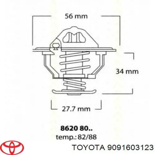 Термостат 9091603123 Toyota