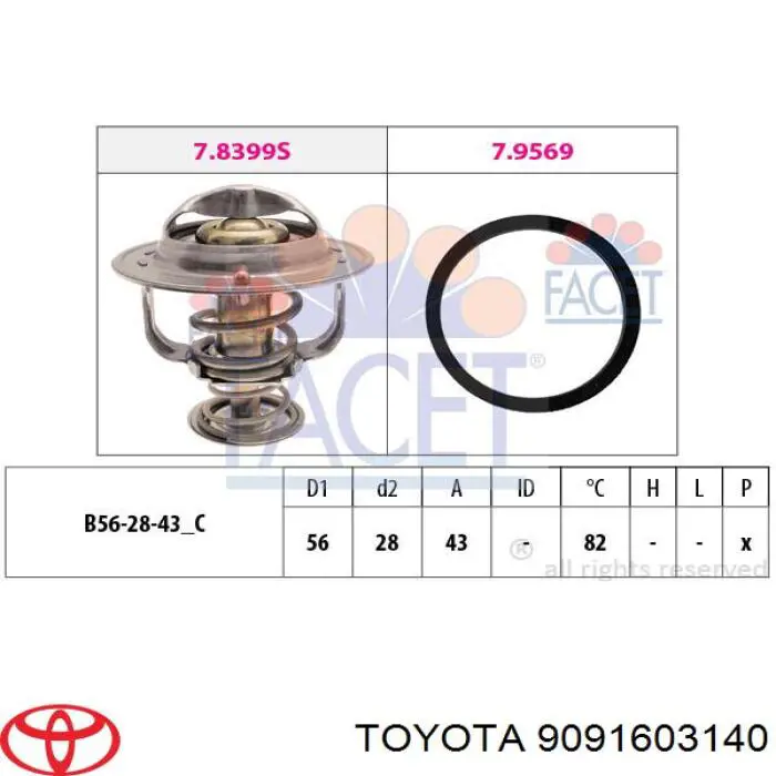 Автомобільний термостат Toyota 9091603140 ціна, від 17.01 USD