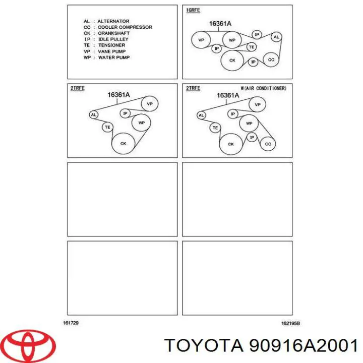 Ремінь приводний, агрегатів 90916A2001 Toyota