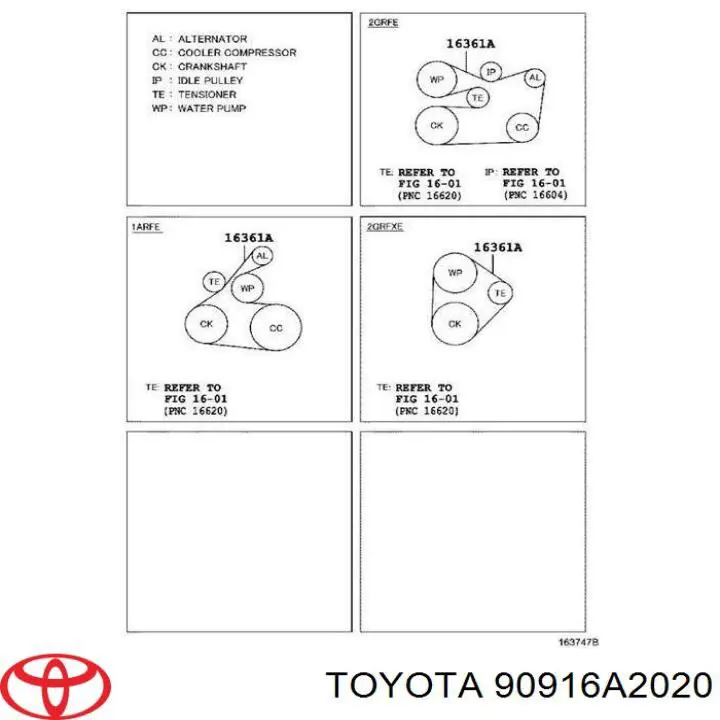 Купити 90916A2020 Toyota Ремінь генератора