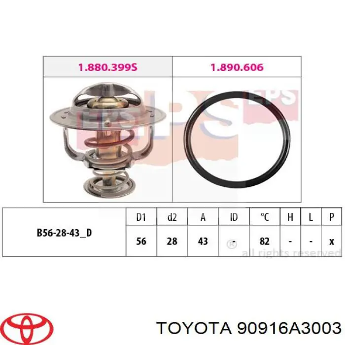 Термостат 90916A3003 Toyota