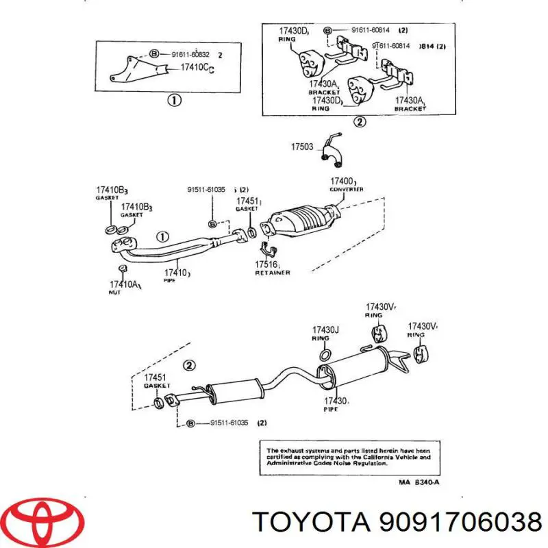 Прокладка прийомної труби глушника Toyota 9091706038 ціна, від 1.27 USD