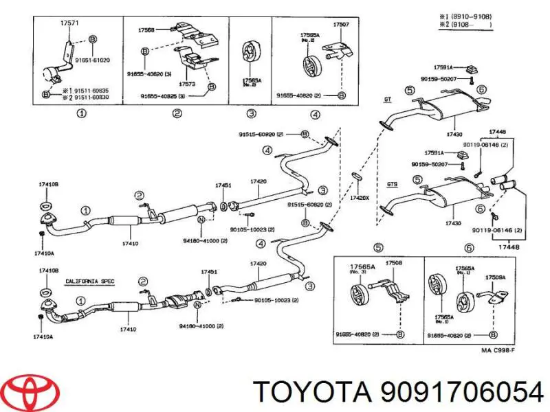 9091706054 Toyota Прокладка монтажна, глушника