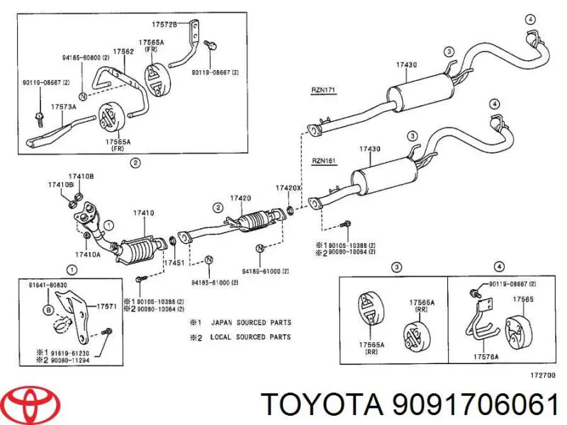 9091706061 Toyota прокладка прийомної труби глушника