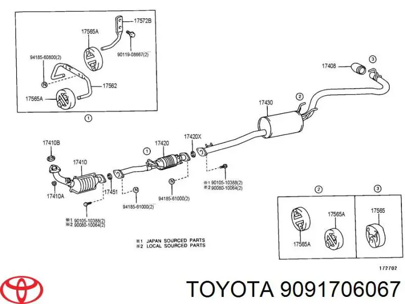 Прокладка монтажна, глушника 9091706015 Toyota