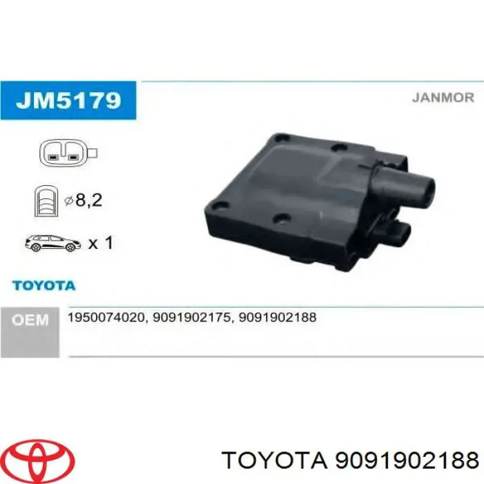 Котушка запалювання Toyota 9091902188 ціна, від 22.57 USD