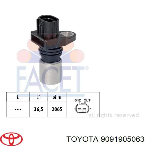 9091905063 Toyota датчик положення (оборотів коленвалу)
