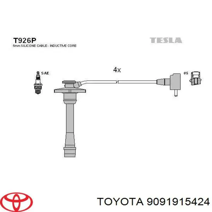 Дріт високовольтні, комплект 9091915424 Toyota