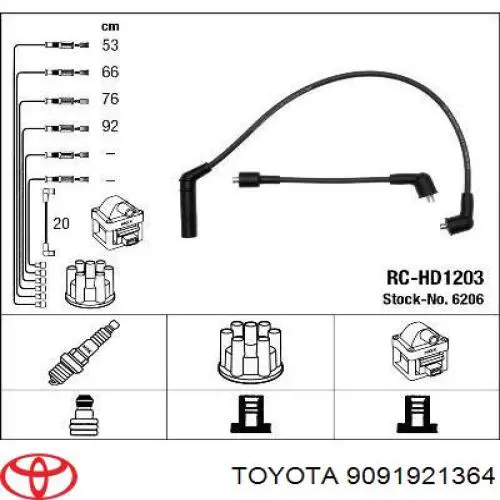 Дріт високовольтні, комплект 9091921364 Toyota