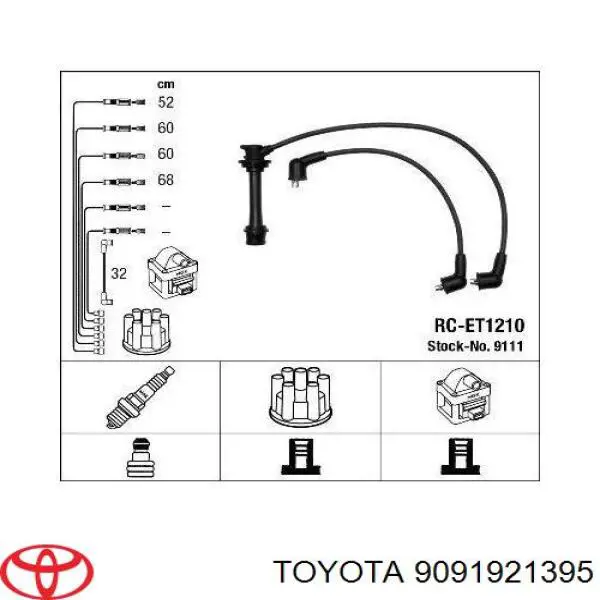 Дріт високовольтні, комплект 9091921395 Toyota