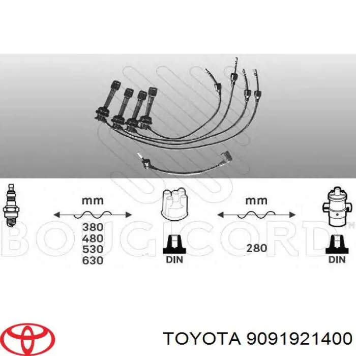 Дріт високовольтний, комплект 9091921400 Toyota