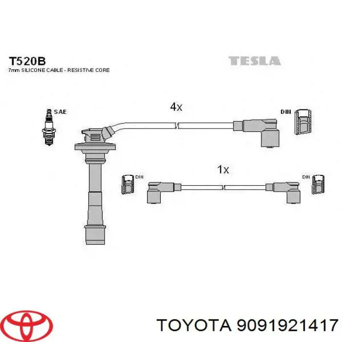 9091921417 Toyota дріт високовольтні, комплект
